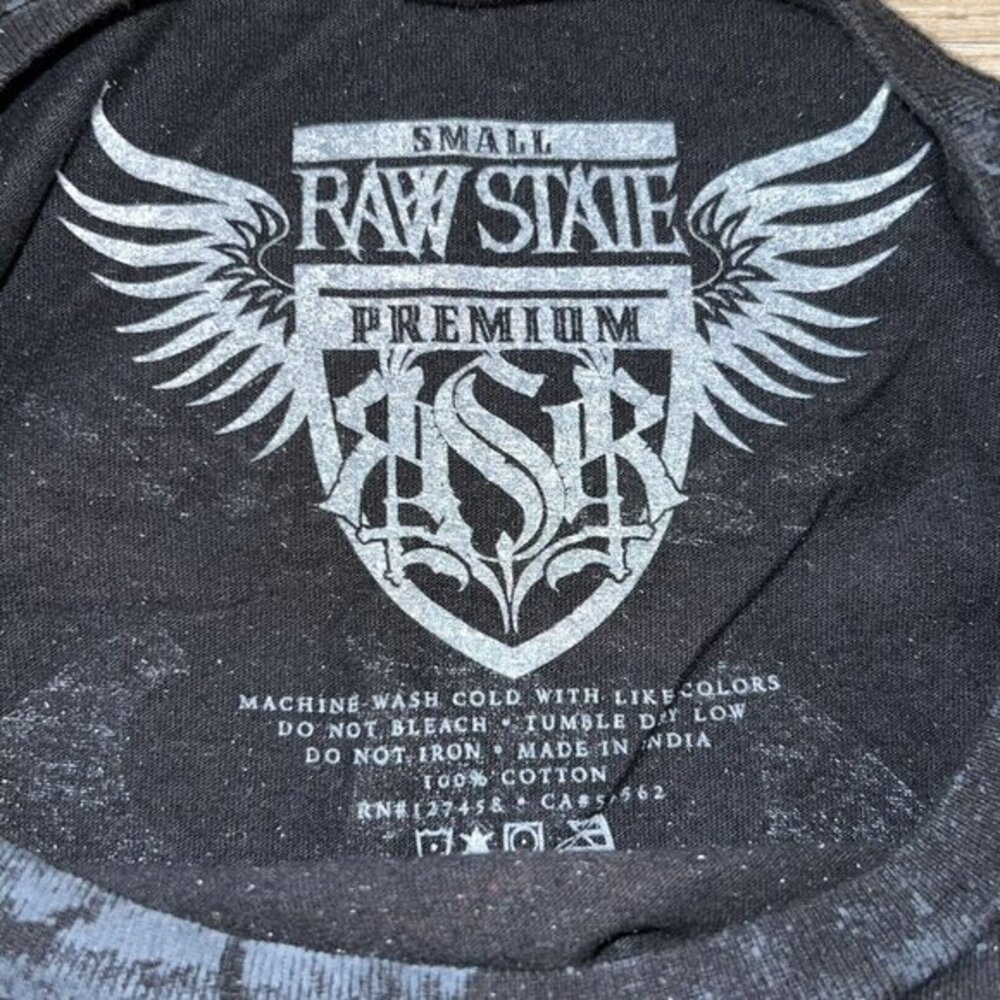 Raw State Redemption Live Free T Shirt Eagle Mens Small Embellished Graphic - Picture 4 of 4